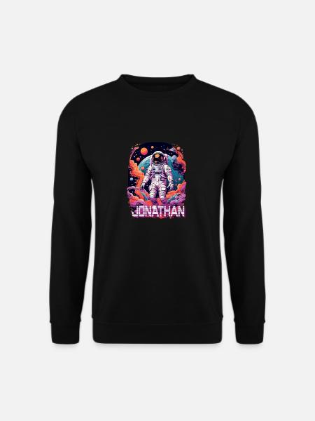 JONATHAN – Beau prénom de garçon avec astronaute - Sweat-shirt Unisexe - noir