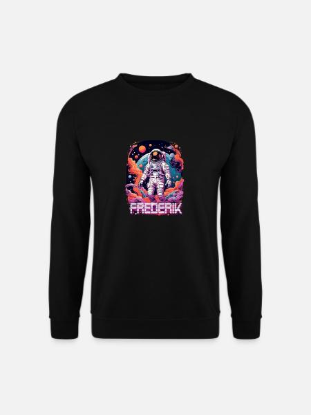 FREDERIK - Kaunis pojan nimi astronautin kanssa - Unisex svetaripaita - musta