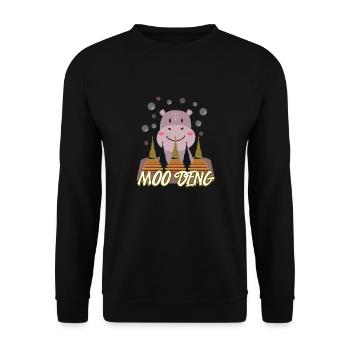 Moo Deng Cute Hippopotamus Baby Animal - Unisex Sweatshirt - black - Front - Alina (178cm) & Michal (187cm)