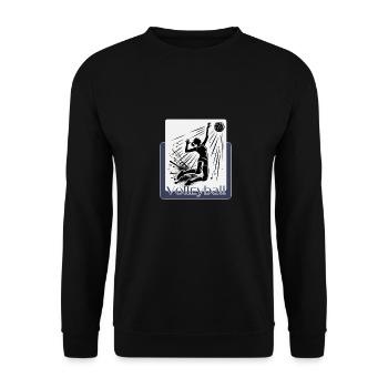 Dynamische Volleyball-Aktion - Unisex Pullover - Schwarz - Vorne - Alina (178cm) & Michal (187cm)