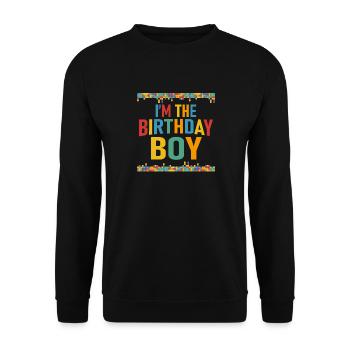 I'm the Birthday Boy Block Building Party Graphic - Unisex Pullover - Schwarz - Vorne - Alina (178cm) & Michal (187cm)