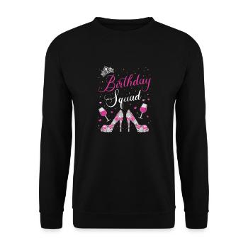 Birthday Squad Glamorous High Heels and Wine Desig - Unisex Sweatshirt - black - Front - Alina (178cm) & Michal (187cm)