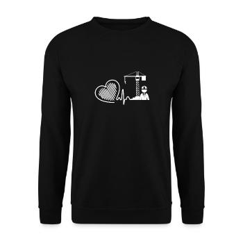 Crane Operator Crane Operator Heartbeat - Unisex Sweatshirt - black - Front - Alina (178cm) & Michal (187cm)