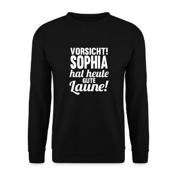 First name Sophia - Unisex Sweatshirt - black - Front - Alina (178cm) & Michal (187cm)