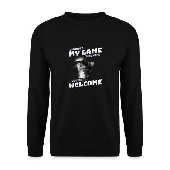 I just paused my game to be here - VR Cat Funny - Unisex Sweatshirt - black - Front - Alina (178cm) & Michal (187cm)