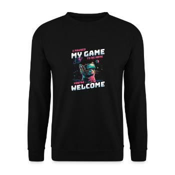 I just paused my game to be here Cat Space VR - Unisex Sweatshirt - black - Front - Alina (178cm) & Michal (187cm)