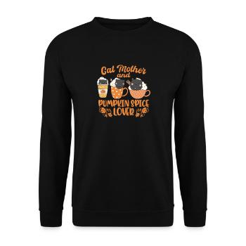 Mère chat citrouille épicée saison d'automne avec des chats - Sweat-shirt Unisexe - noir - Devant - Alina (178cm) & Michal (187cm)