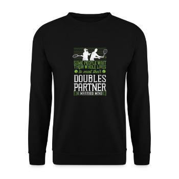 Funny Tennis Player Racket Husband - Unisex Sweatshirt - black - Front - Alina (178cm) & Michal (187cm)