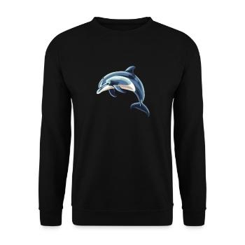 Dolphin Delfine Delfin - Unisex Pullover - Schwarz - Vorne - Alina (178cm) & Michal (187cm)