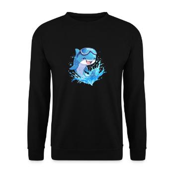 Dolphin Delfine Delfin - Unisex Pullover - Schwarz - Vorne - Alina (178cm) & Michal (187cm)