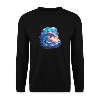 Dolphin Delfine Delfin - Unisex Pullover - Schwarz - Vorne - Alina (178cm) & Michal (187cm)