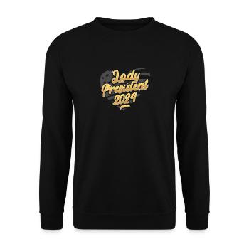 Lady President 2024: Kamala Harris Inspires 2024 - Unisex Pullover - Schwarz - Vorne - Alina (178cm) & Michal (187cm)