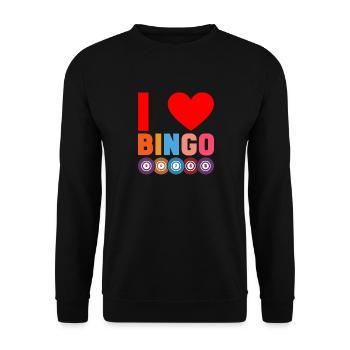 Joueur de bingo interrogez-moi sur la conception du bingo chanceux - Sweat-shirt Unisexe - noir - Devant - Alina (178cm) & Michal (187cm)