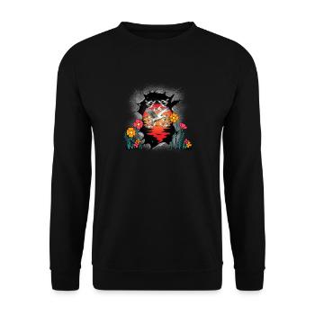 Mouettes Mouette Coucher de soleil Fleur Maritime - Sweat-shirt Unisexe - noir - Devant - Alina (178cm) & Michal (187cm)