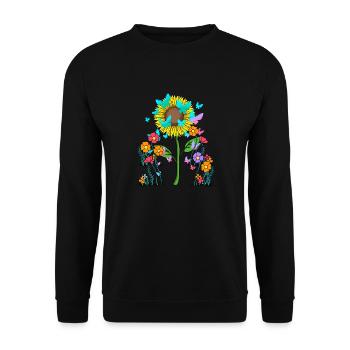 Butterflies Insect Summer Flowers Flower Nature - Unisex Sweatshirt - black - Front - Alina (178cm) & Michal (187cm)