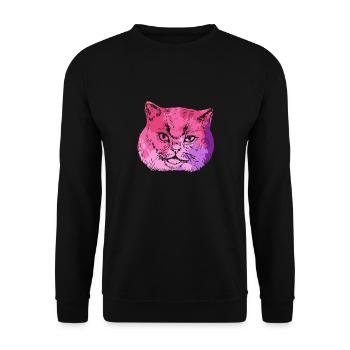British Shorthair cat Colorful - Unisex Sweatshirt - black - Front - Alina (178cm) & Michal (187cm)