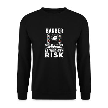 Barber Haircutter - Unisex Sweatshirt - black - Front - Alina (178cm) & Michal (187cm)