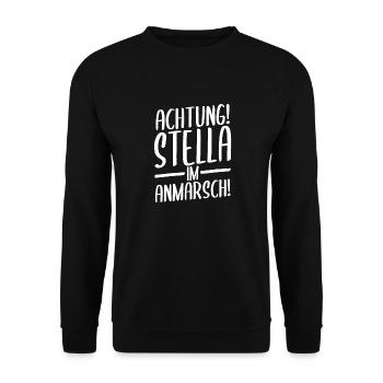 Vorname Stella - Unisex Pullover - Schwarz - Vorne - Alina (178cm) & Michal (187cm)