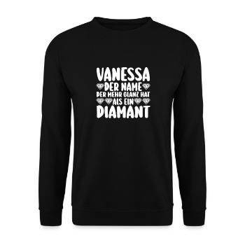 Vorname Vanessa - Unisex Pullover - Schwarz - Vorne - Alina (178cm) & Michal (187cm)