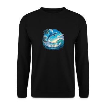 Dolphin Delfine Delfin - Unisex Pullover - Schwarz - Vorne - Alina (178cm) & Michal (187cm)