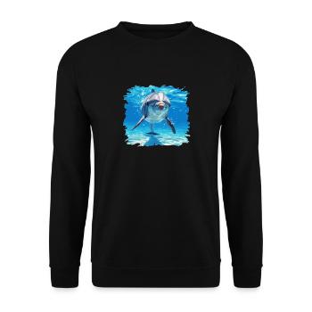 Dolphin Delfine Delfin - Unisex Pullover - Schwarz - Vorne - Alina (178cm) & Michal (187cm)