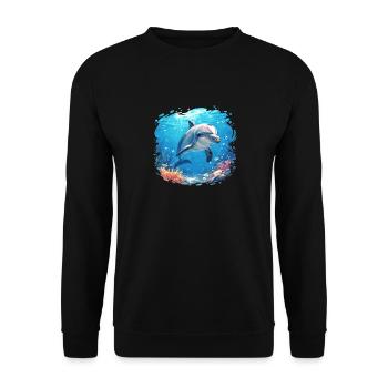 Dolphin Delfine Delfin - Unisex Pullover - Schwarz - Vorne - Alina (178cm) & Michal (187cm)