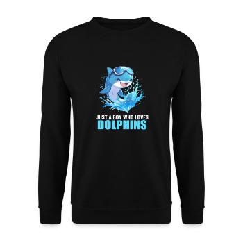Dolphin Delfine Delfin - Unisex Pullover - Schwarz - Vorne - Alina (178cm) & Michal (187cm)