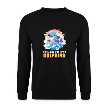 Dolphin Delfine Delfin - Unisex Pullover - Schwarz - Vorne - Alina (178cm) & Michal (187cm)