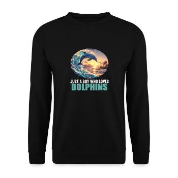 Dolphin Delfine Delfin - Unisex Pullover - Schwarz - Vorne - Alina (178cm) & Michal (187cm)