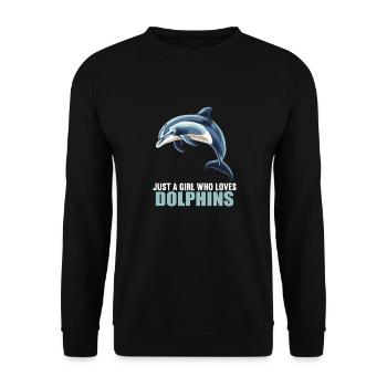 Dolphin Delfine Delfin - Unisex Pullover - Schwarz - Vorne - Alina (178cm) & Michal (187cm)
