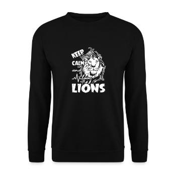 Lion Keep Calm And Love Lions - Unisex Sweatshirt - black - Front - Alina (178cm) & Michal (187cm)