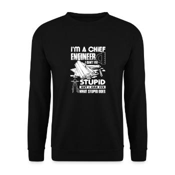 Chief Engineer I Cannot Fix Stupid - Unisex Sweatshirt - black - Front - Alina (178cm) & Michal (187cm)