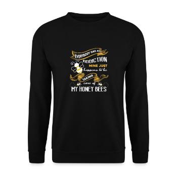 Bee My Addiction Is Honey Bees - Unisex Sweatshirt - black - Front - Alina (178cm) & Michal (187cm)