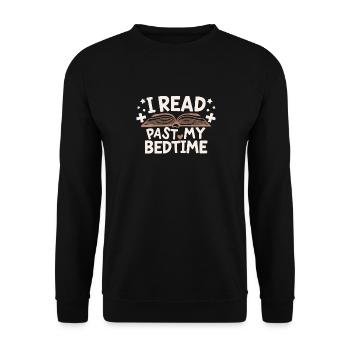 Bücher Buch lesen Bücherei Bibliothek Bücherwurm - Unisex Pullover - Schwarz - Vorne - Alina (178cm) & Michal (187cm)