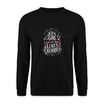 Kirsche Kirschen Früchte Essen - Unisex Pullover - Schwarz - Vorne - Alina (178cm) & Michal (187cm)