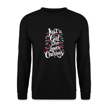 Kirsche Kirschen Früchte Essen - Unisex Pullover - Schwarz - Vorne - Alina (178cm) & Michal (187cm)