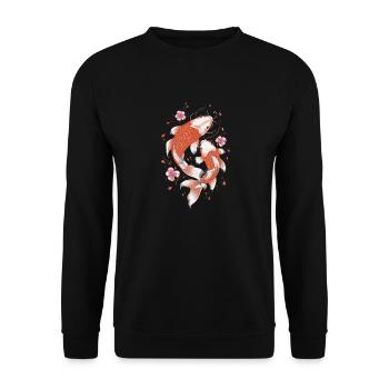 Koi Fisch Karpfen Japan China Fische - Unisex Pullover - Schwarz - Vorne - Alina (178cm) & Michal (187cm)