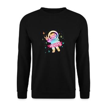 KIYAN - Beau nom de garçon avec astronaute mignon - Sweat-shirt Unisexe - noir - Devant - Alina (178cm) & Michal (187cm)