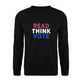 Read Think Vote - Unisex Pullover - Schwarz - Vorne - Alina (178cm) & Michal (187cm)