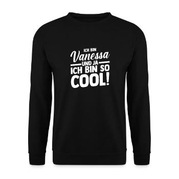 Vorname Vanessa - Unisex Pullover - Schwarz - Vorne - Alina (178cm) & Michal (187cm)