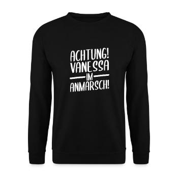 Vorname Vanessa - Unisex Pullover - Schwarz - Vorne - Alina (178cm) & Michal (187cm)