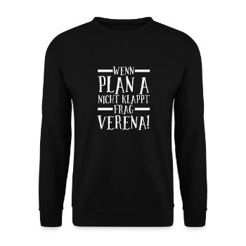 Vorname Verena - Unisex Pullover - Schwarz - Vorne - Alina (178cm) & Michal (187cm)
