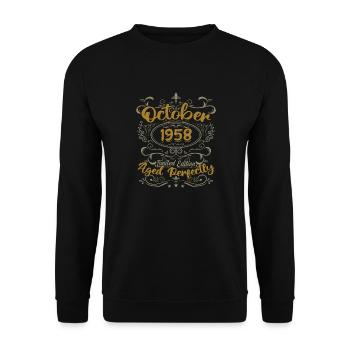 Octobre 1958 Cadeau 1958 Anniversaire Octobre 1958 - Sweat-shirt Unisexe - noir - Devant - Alina (178cm) & Michal (187cm)