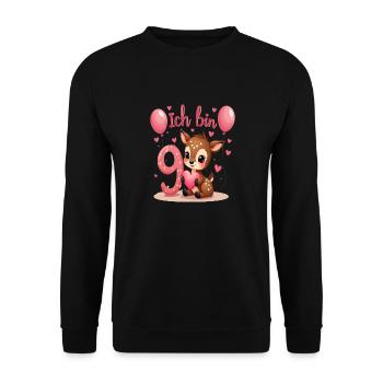 Cerf mignon j’ai 9 enfants 9ème anniversaire fille - Sweat-shirt Unisexe - noir - Devant - Alina (178cm) & Michal (187cm)