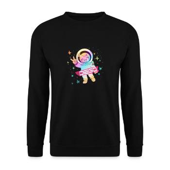 DIEGO - Beautiful boy name with cute astronaut - Unisex Sweatshirt - black - Front - Alina (178cm) & Michal (187cm)
