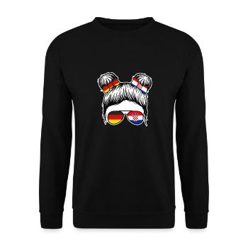Kroaten Kroate Kroatin Hrvatska Deutschland Kroati - Unisex Pullover - Schwarz - Vorne - Alina (178cm) & Michal (187cm)