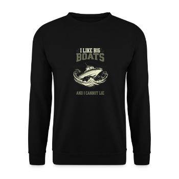 I love big Boats - Funny Captain Vintage Design - Unisex Sweatshirt - black - Front - Alina (178cm) & Michal (187cm)