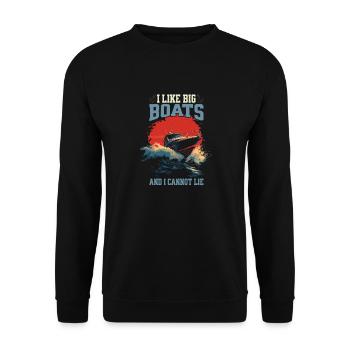 I Like Big Boats And I Cannot Lie – Speedboat - Unisex Sweatshirt - black - Front - Alina (178cm) & Michal (187cm)