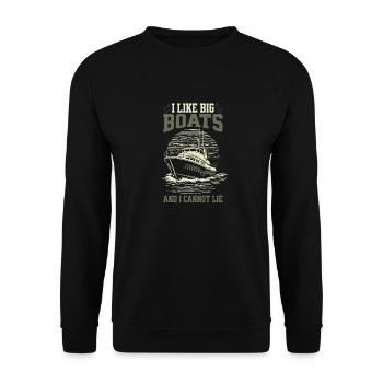 I Like Big Boats And I Cannot Lie – Yacht Skizze - Unisex Pullover - Schwarz - Vorne - Alina (178cm) & Michal (187cm)