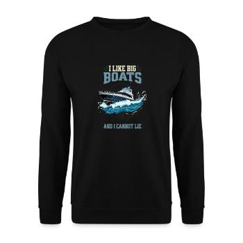 I Like Big Boats And I Cannot Lie Spritzende Yacht - Unisex Pullover - Schwarz - Vorne - Alina (178cm) & Michal (187cm)